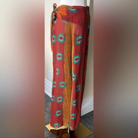 ZARA semi sheer multicoloured pareo pants size small - Picture 9 of 10